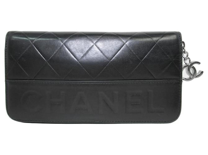 Chanel carteiras Preto Couro  ref.622316