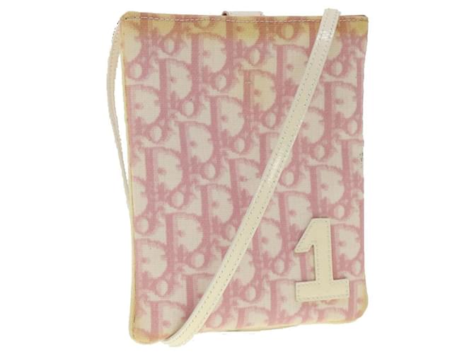 Bolso de hombro de lona Christian Dior Trotter rosa Auth rd2349  ref.622479