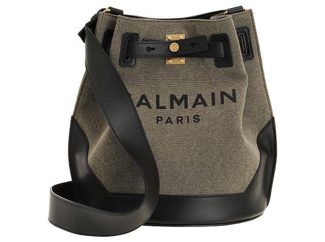 Balmain B-Army Bucket Bag Canvas Leather