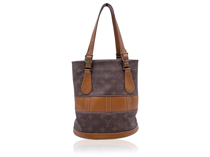 Louis Vuitton Vintage French Co. Made in USA Monogram Small Bucket Bag Brown Cloth  ref.622566