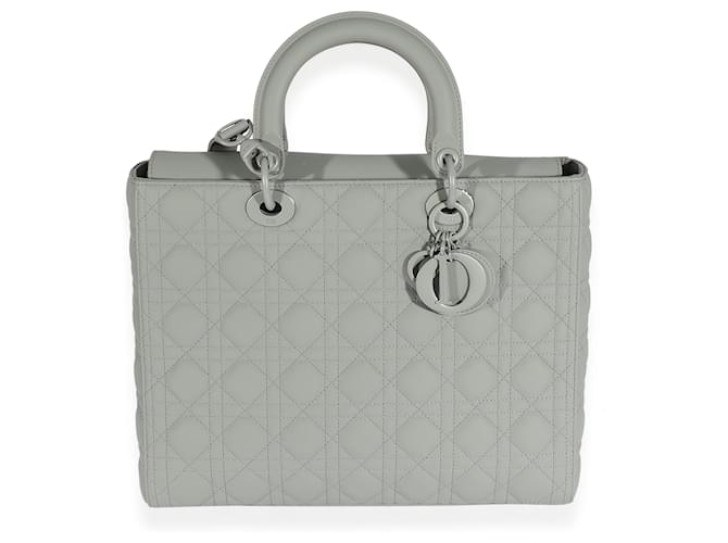 Bolsa feminina grande Dior Grey Stone Ultramatte Cannage de couro de bezerro Cinza  ref.622590