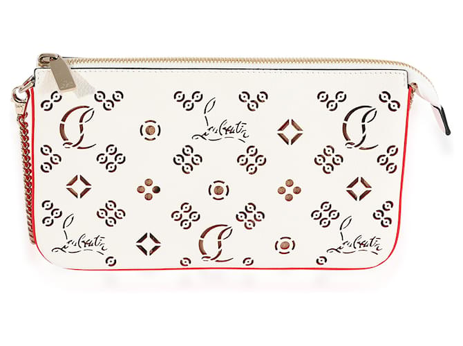 Christian Louboutin White Perforated Leather Loubila Shoulder Bag  ref.622681