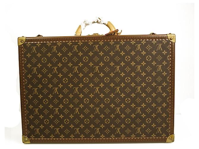 Louis Vuitton Bisten 60 maleta en lona Monogram y lozine (fibra vulcanizada) Castaño Cuero  ref.622822