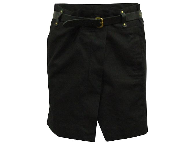 Isabel Marant Saia Wrap com Cinto em Algodão Preto