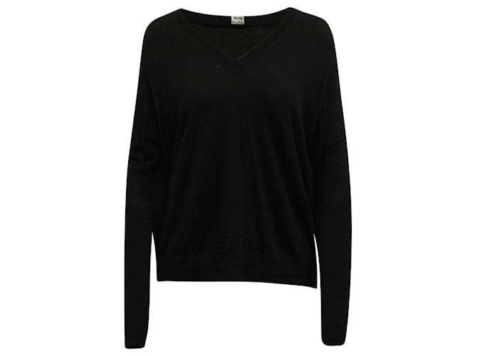 Acne Studios V-neck Sweater in Black Merino Wool  ref.622933