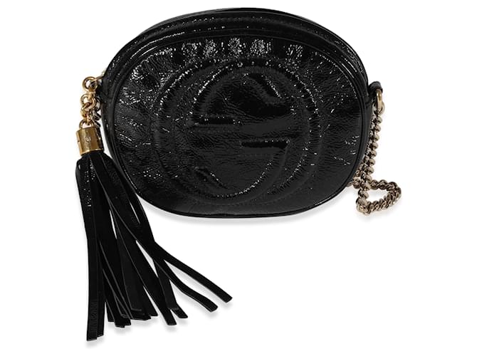 Gucci Mini sac à chaîne Soho en cuir verni noir  ref.622956