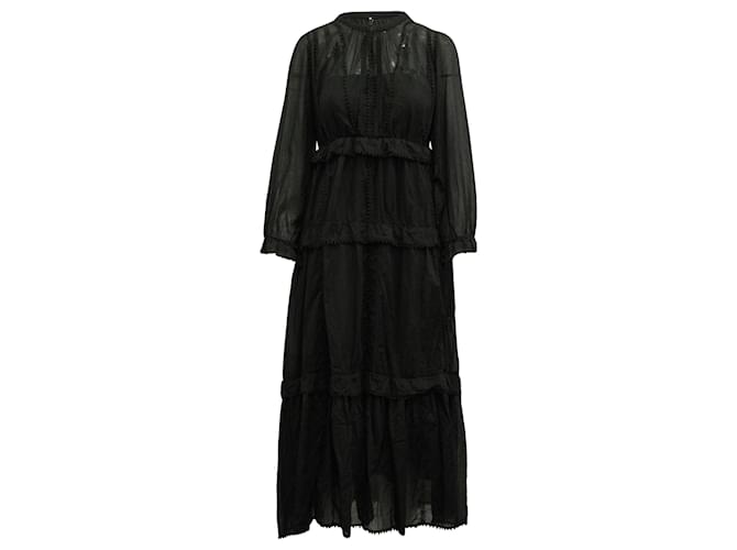 Isabel Marant Etoile Aboni Besticktes Kleid aus schwarzer Baumwolle  ref.622967