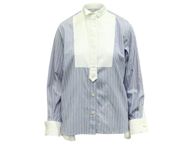 Sacai Striped Shirt in Blue and White Cotton   ref.622972
