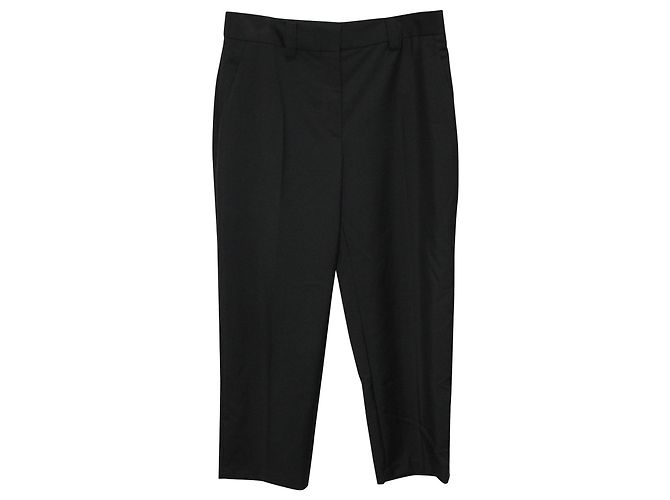 Calça reta cropped Acne Studios em mistura de lã preta Preto