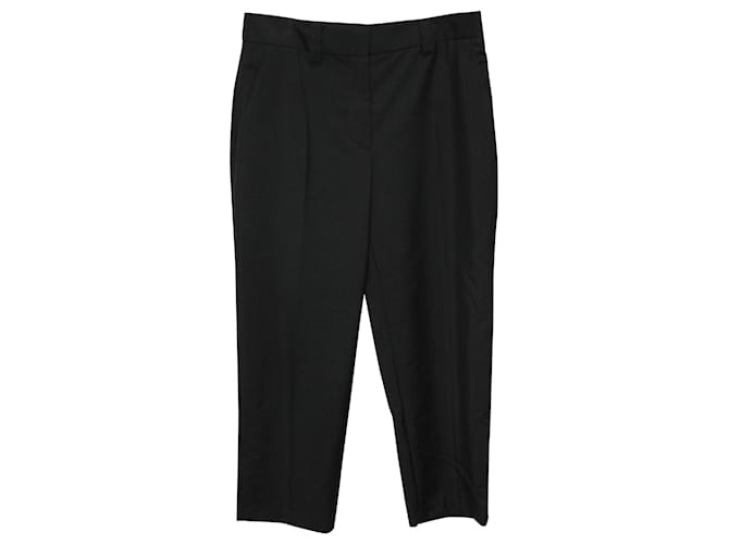 Pantalones capri de pernera recta en mezcla de lana negra de Acne Studios Negro  ref.623002