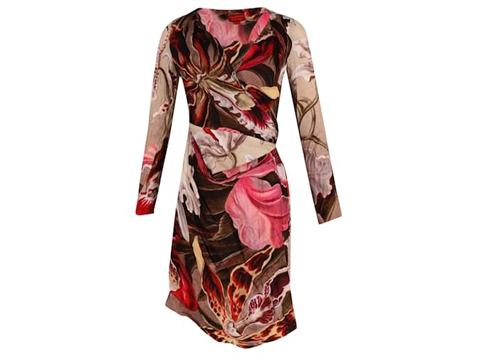 Vivienne Westwood Robe portefeuille à fleurs en viscose rouge Fibre de cellulose  ref.623003