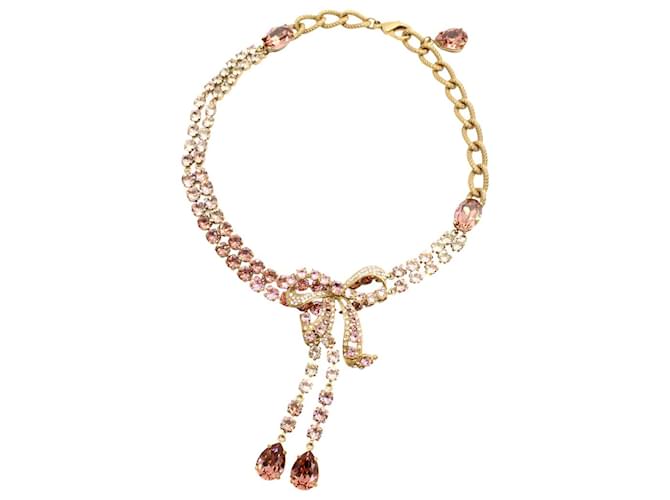 Colar gargantilha de natal de cristal rosa Dolce & Gabbana em latão dourado Metálico Metal  ref.623004