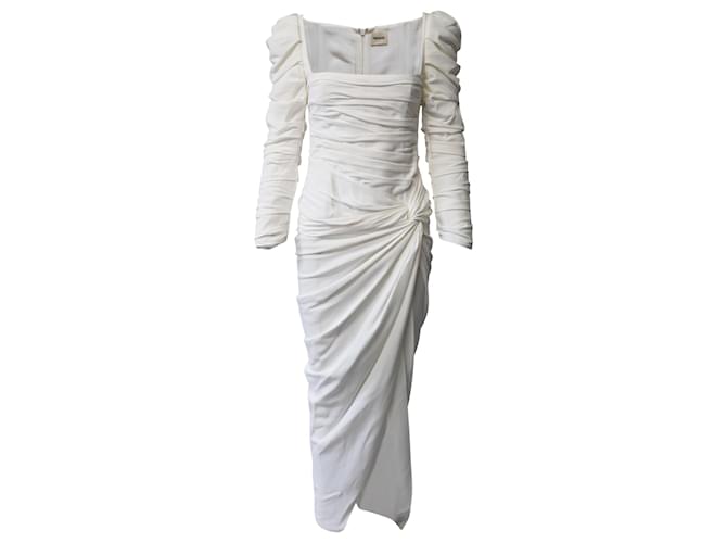 Khaite Shawna Ruched Maxi Dress in White Acetate Cellulose fibre  ref.623005