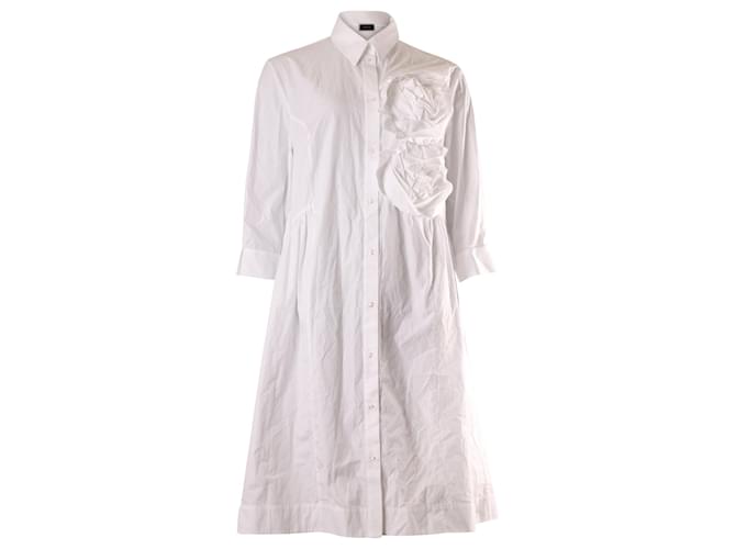 Simone Rocha Rose-Appliqué Shirt Dress in White Cotton Poplin  ref.623050