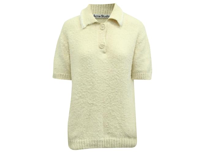 Acne Studios Knitted Polo Shirt in Cream Cotton White  ref.623059