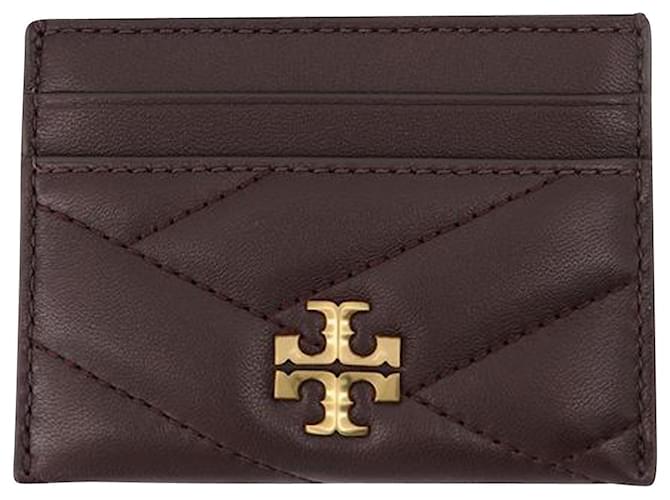 Tory Burch Porte-cartes Kira Chevron Cuir Marron  ref.623078