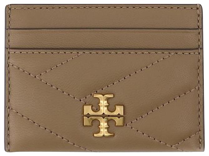 Tory Burch Kira Chevron Card Case Beige Leather  ref.623079