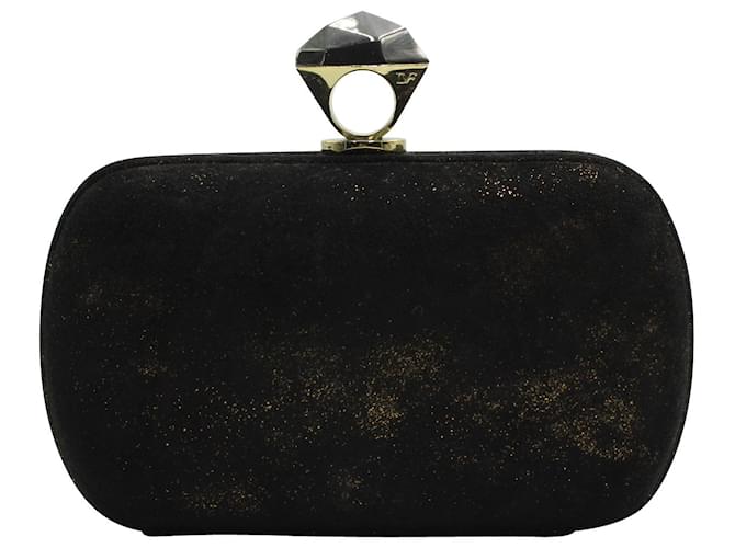 Diane Von Furstenberg Powerstone Minaudiere Clutch aus schwarzem Wildleder Schweden  ref.623081