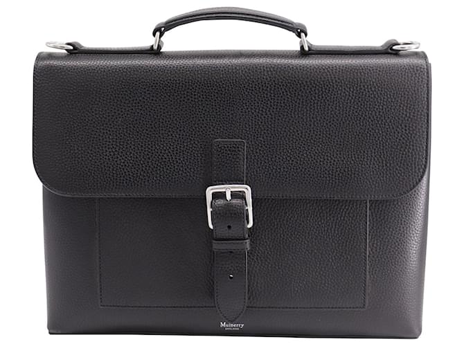 Mulberry Chiltern Briefcase Bag in Black Leather  ref.623128