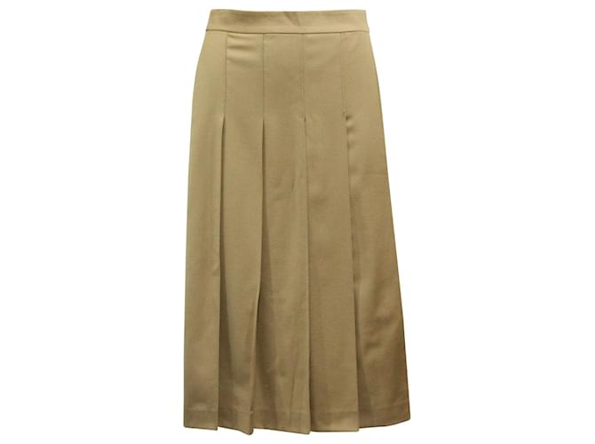 Theory Panel Pleated Midi Skirt in Brown Virgin Wool  ref.623139