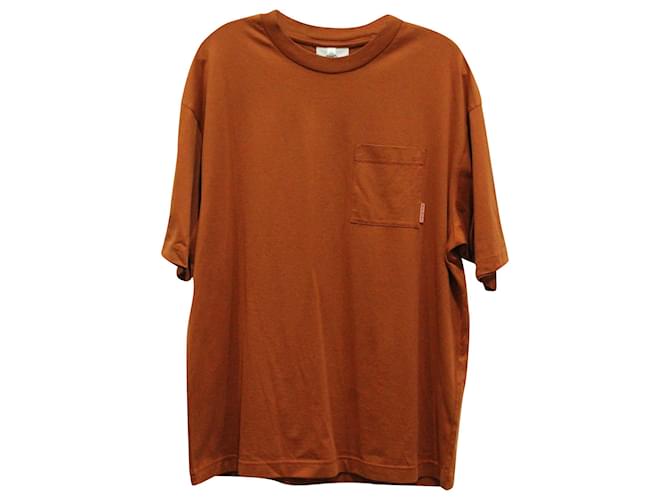 Camiseta de algodón marrón con cuello redondo y bolsillo de Acne Studios Castaño  ref.623194