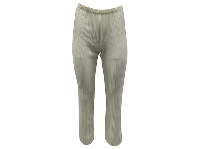 Anine Bing Billie Plissé Pants in Cream Polyester White  ref.623195