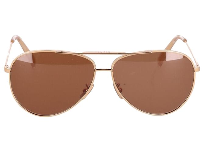 Céline Celine Aviator Slim Sunglasses in Gold Metal  Golden  ref.623201
