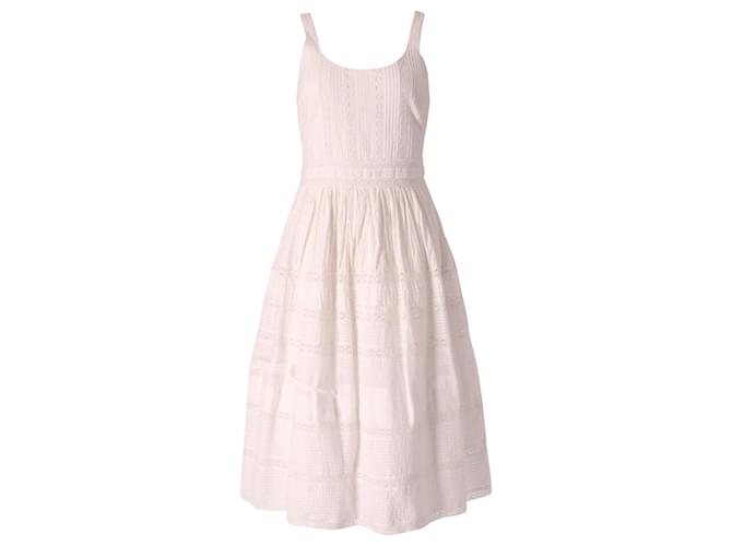 Alice + Olivia Patterned Sleeveless Midi Dress in White Cotton  ref.623215