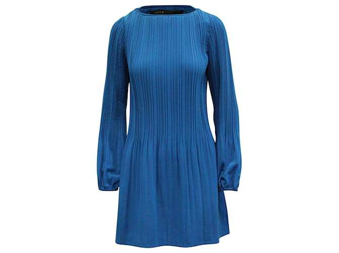 Maje Pleated Shift Dress in Blue Polyester  ref.623271