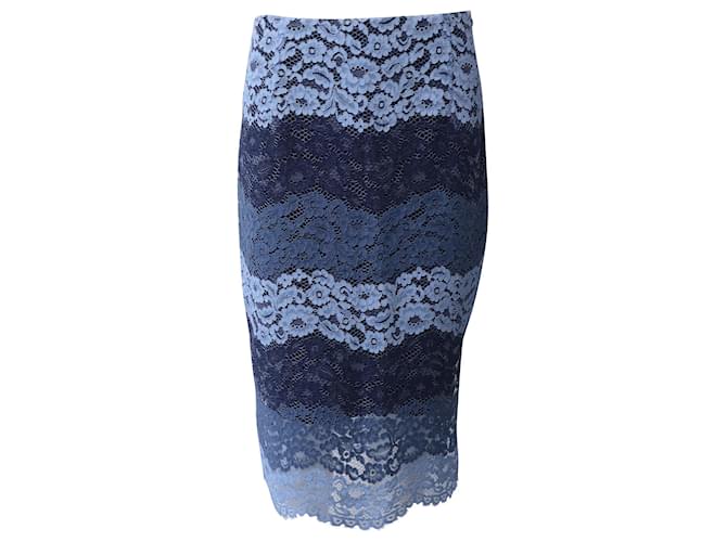 Sandro Paris Lace Midi Skirt in Blue Polyamide Nylon  ref.623274