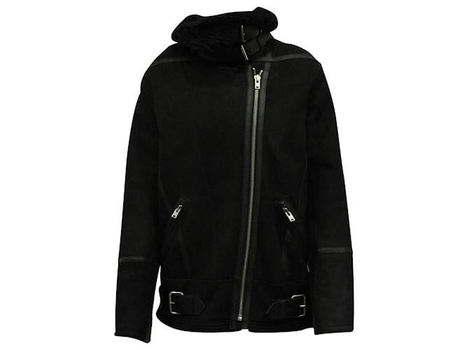 Iro Oversized Biker Jacket in Black Sheep Shearling Leather  ref.623288