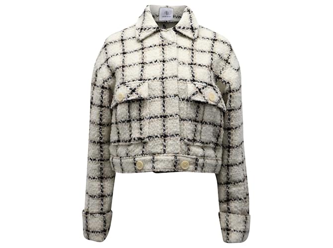 Anine Bing Adriana Plaid Tweed Jacket in Beige Polyester ref