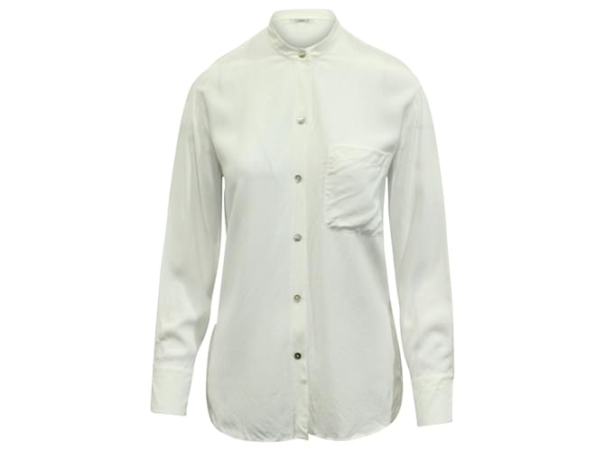 Camisa com gola mandarim Vince em viscose branca Branco Fibra de celulose  ref.623301