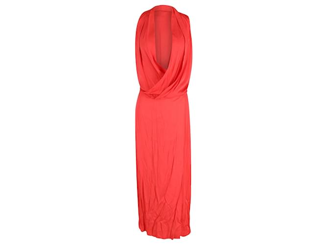 DVF Diane Von Furstenberg Halter Maxi Dress in Coral Silk  ref.623302