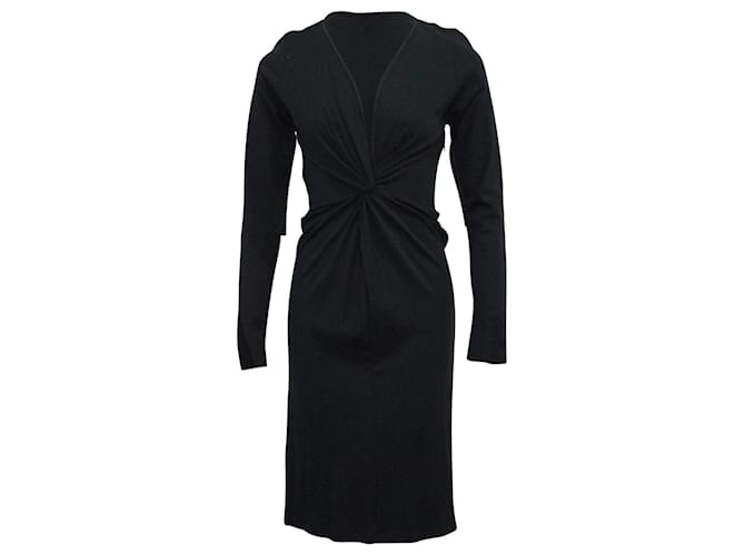 Iris & Ink Long Sleeve Dress with Butterfly Twist Design in Black Viscose Cellulose fibre  ref.623306