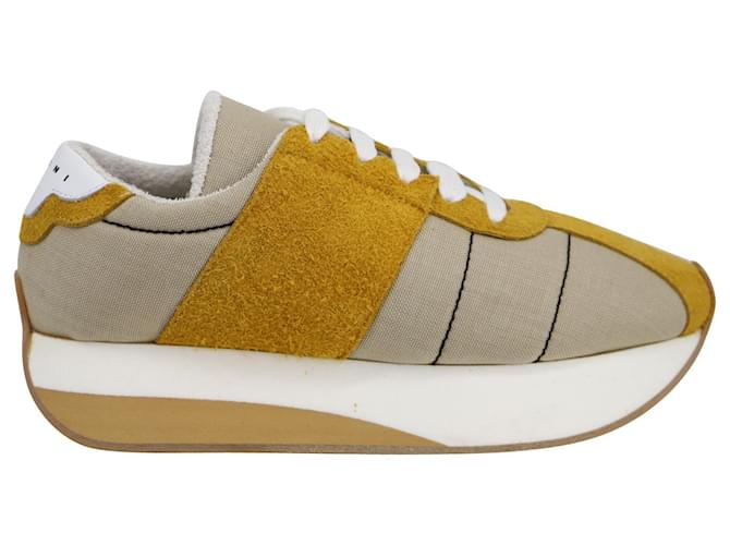 Marni Big Foot Sneakers in Yellow Faux Suede  Synthetic  ref.623321