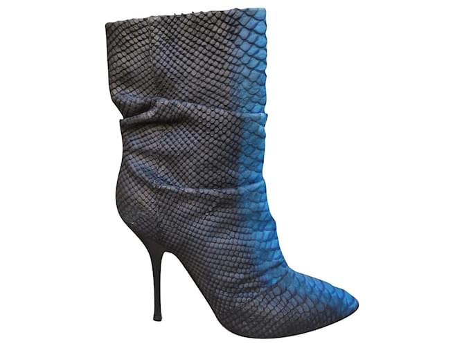 Giuseppe Zanotti Guiseppe Zanotti p ankle boots 39,5 Black Blue Exotic leather  ref.623343