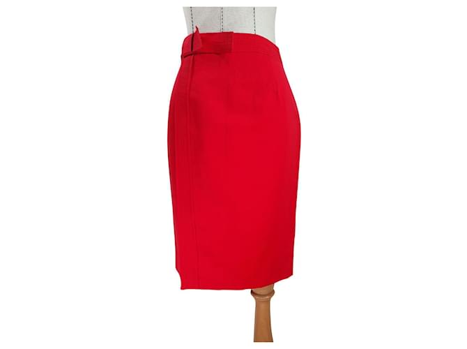 Carolina Herrera Skirts Red Cotton Linen  ref.623462