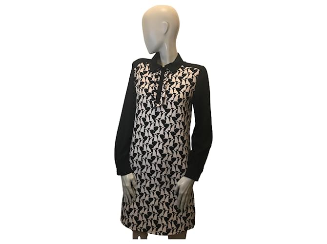 Blumarine Kleid mit Seelöwen-Print Schwarz Weiß Polyester  ref.623468
