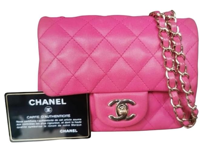 Mini Neon Pink Studded Decor Quilted Flap Chain Square Bag Funky