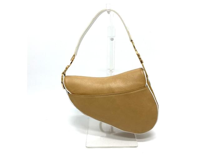 Christian Dior Christian Dior MU0030 CD Logo SADDLE Saddle Bag Shoulder Handbag Leather Ladies' Beige  ref.623500