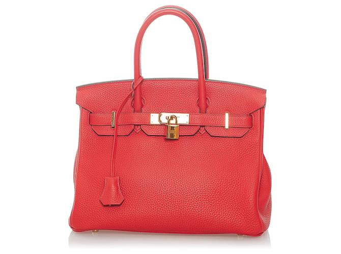 Hermès Hermes Red Birkin 30 Leather Pony-style calfskin  ref.623527