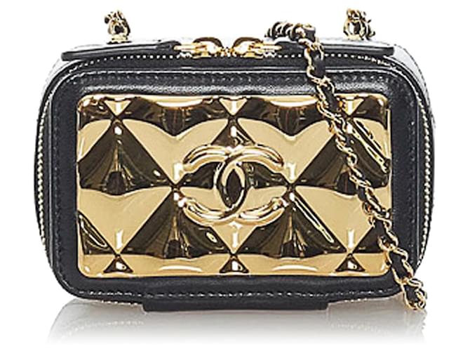 Chanel Vanity Case Small 22S Lambskin Black in Lambskin Leather with Gold-tone  - US