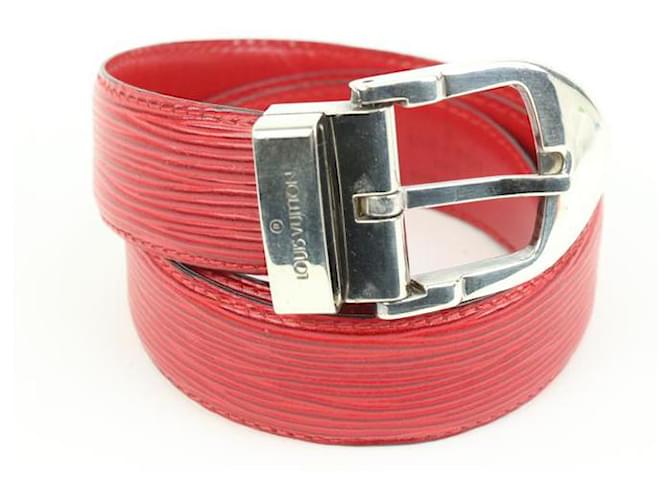 Louis Vuitton 85/34 Red Epi Leather Ceinture Belt Silver Buckle  ref.623581