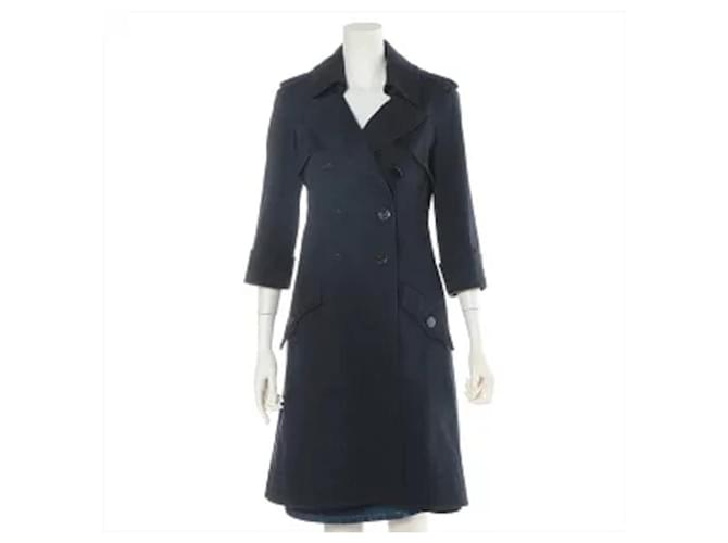 Chanel star CC here mark button 13P three-quarter sleeve trench coat cotton ladies black [used]  ref.623607