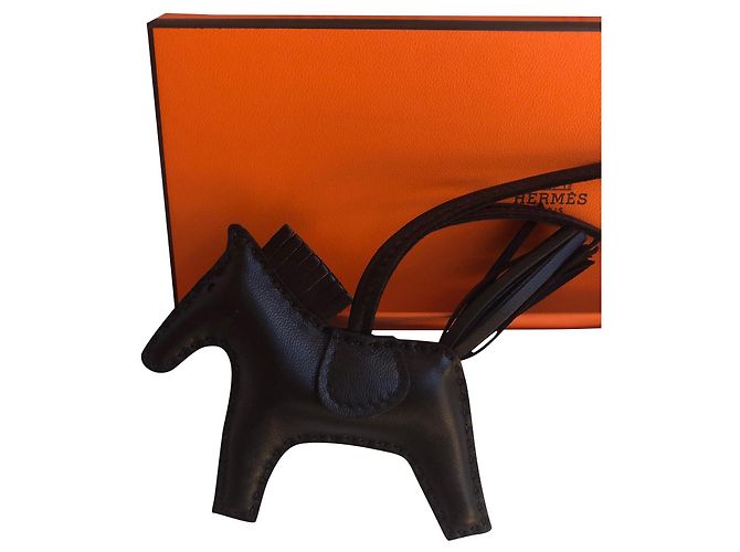 Hermès Rodeo Taschenanhänger Leder schwarz