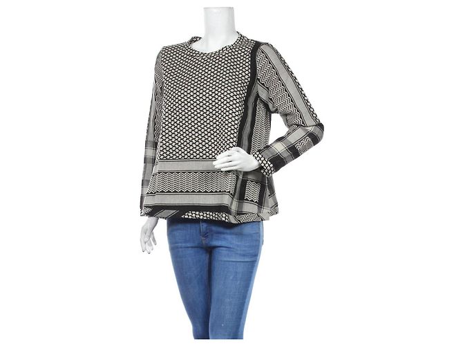 Top Cecilie Copenhagen Negro Crudo Algodón Beige