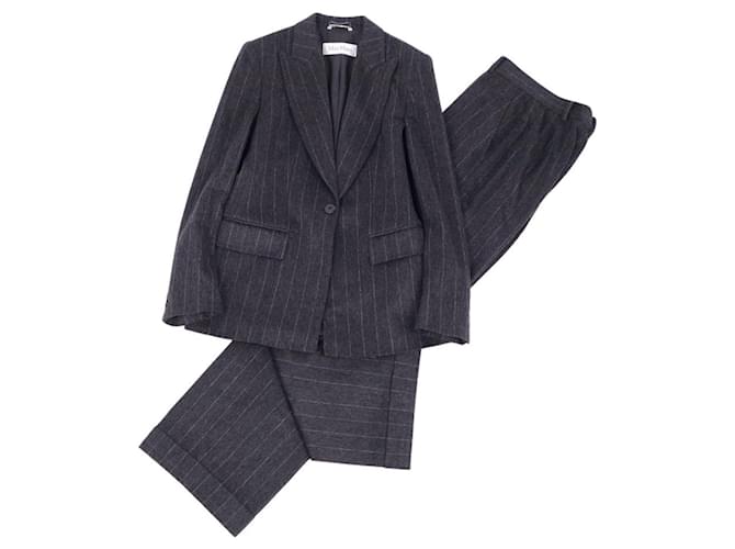 Max Mara Pant Suit Dark grey Wool  ref.623817