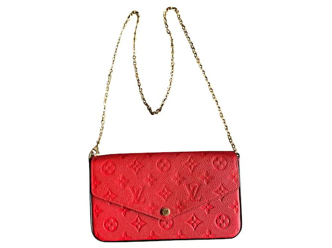 Louis Vuitton sac bandoulière Félicie Cuir Rouge  ref.623824