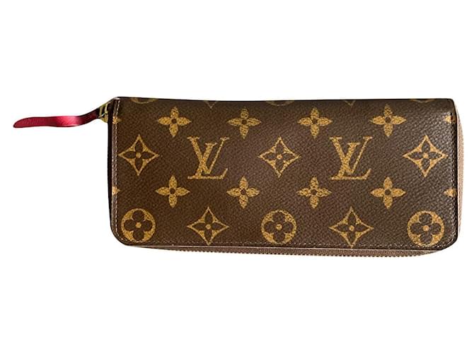 Louis Vuitton billetera clemencia Beige Marrón oscuro Lienzo  ref.623869